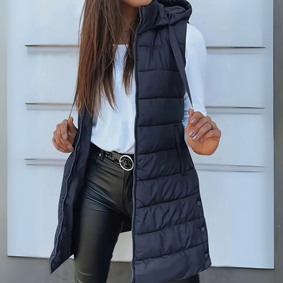 Romee | Casual Long Hooded Puffer Vest