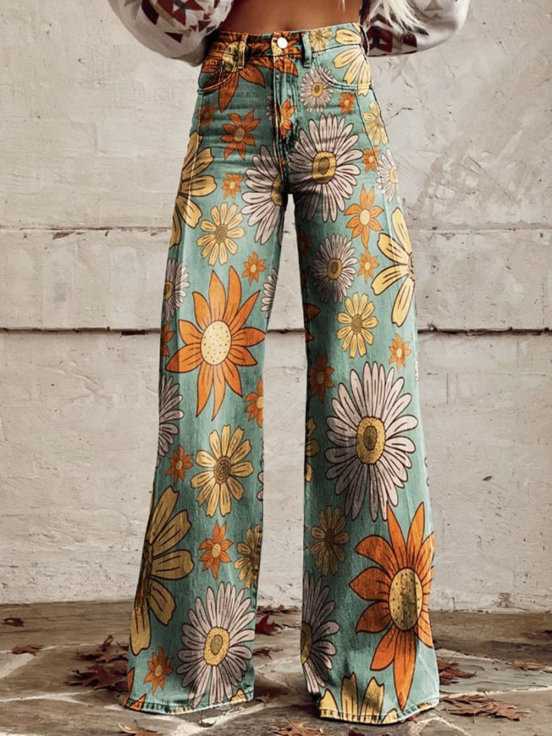 Lara - Vintage Floral Wide-Leg Pants