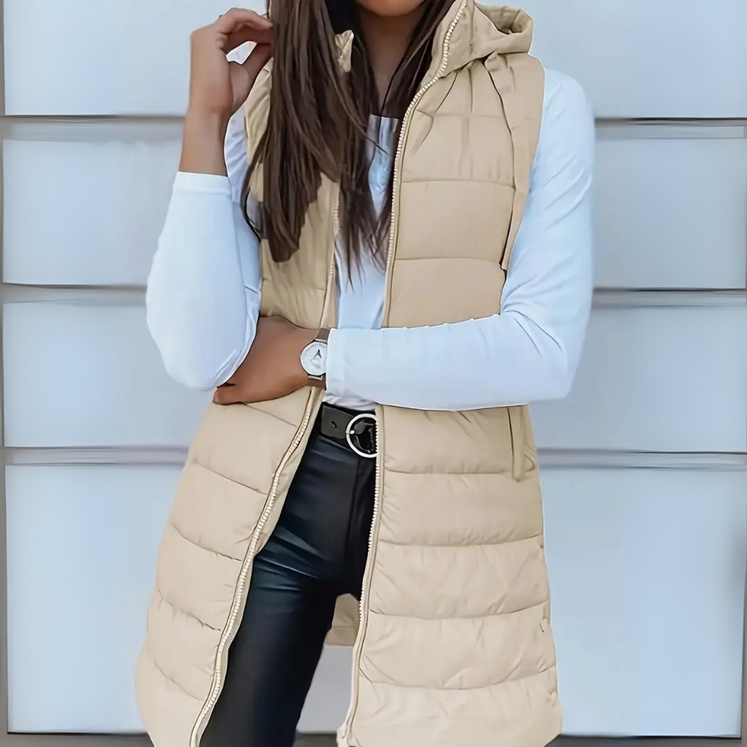 Romee | Casual Long Hooded Puffer Vest