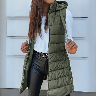 Romee | Casual Long Hooded Puffer Vest
