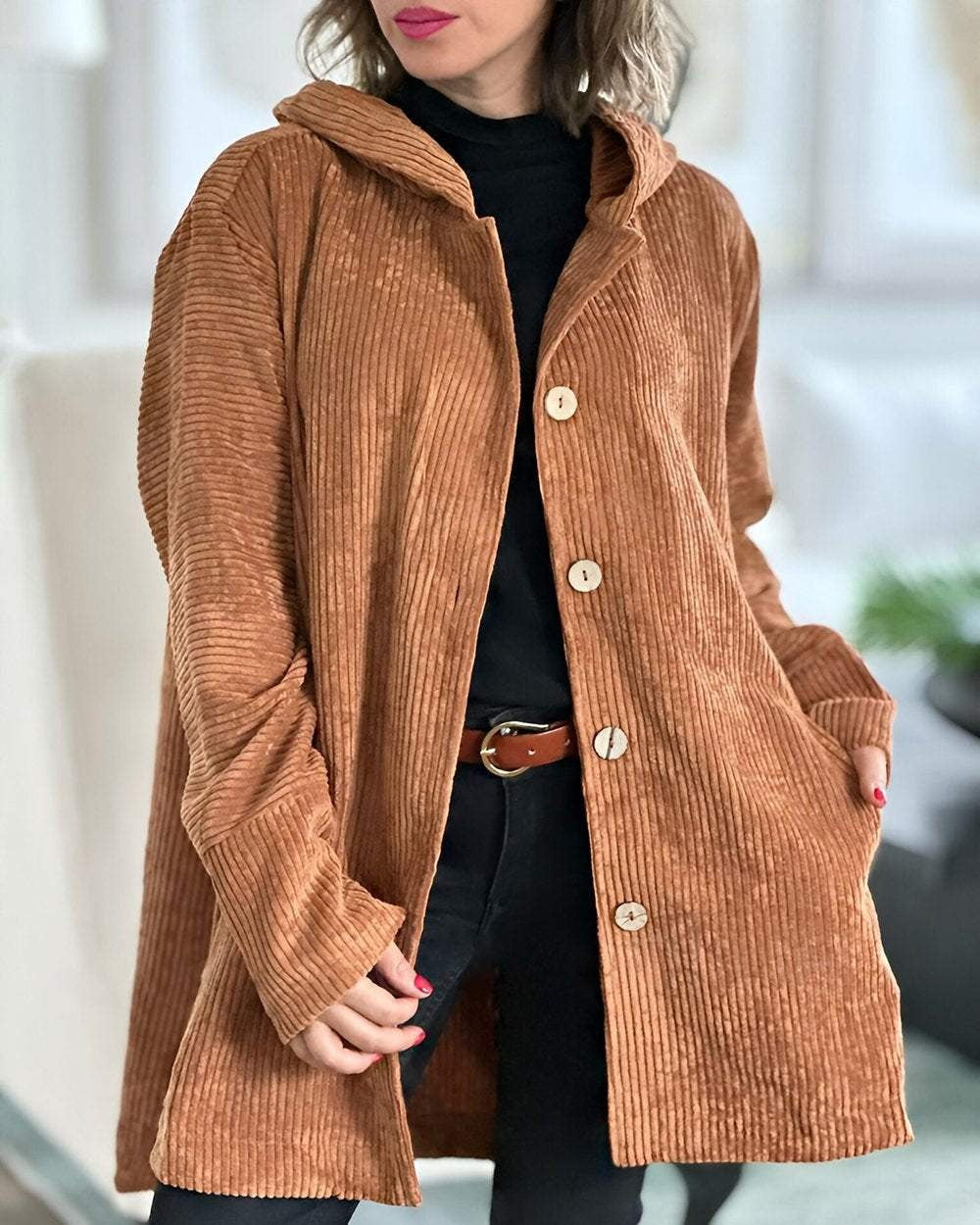 The Canadiva™ Corduroy Coat – Soft, Warm & Effortlessly Chic