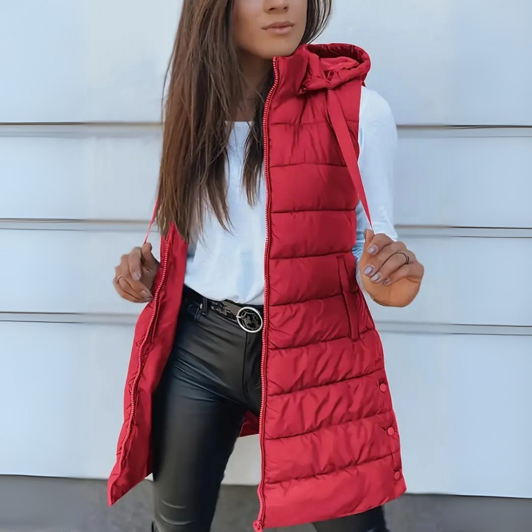 Romee | Casual Long Hooded Puffer Vest