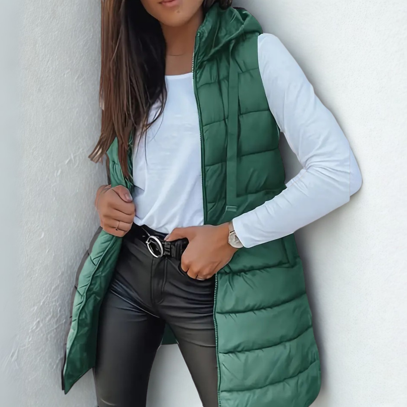 Romee | Casual Long Hooded Puffer Vest