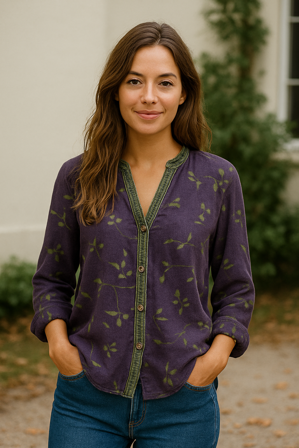 Diane | Vintage Leaf Print Blouse