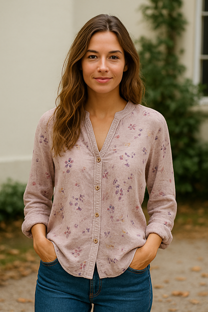 Diane | Vintage Leaf Print Blouse