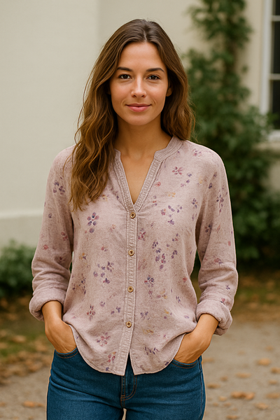 Diane | Vintage Leaf Print Blouse