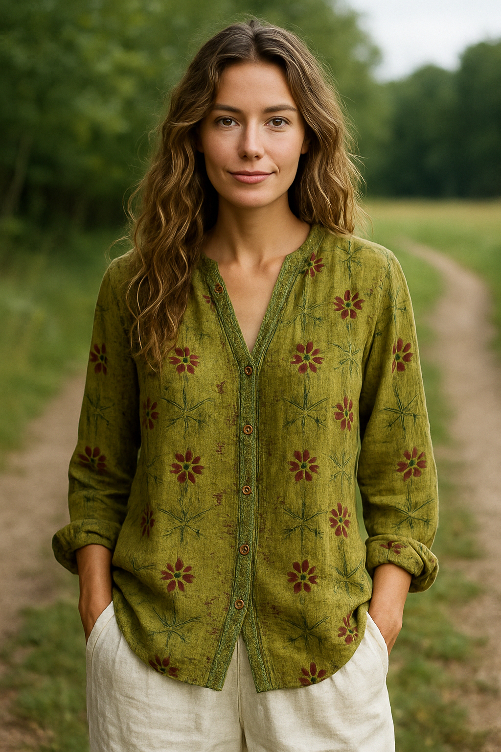 Diane | Vintage Leaf Print Blouse