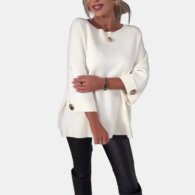 Ava - Classic Cozy Knit with Button Sleeve Detail