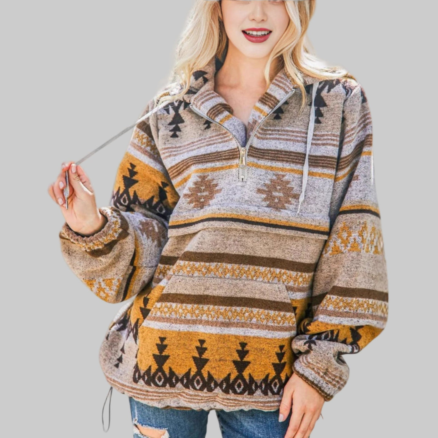 Lily - Comfy Oversized Zip Up Long Sleeve Hoodie Sweatshirt