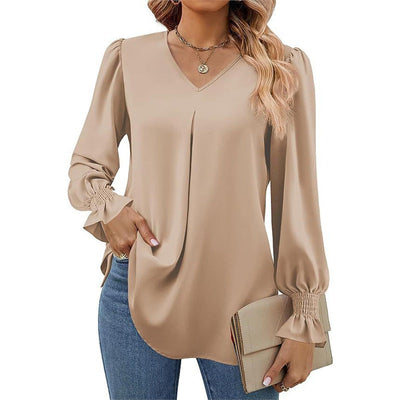 Joelle | Pleated V-Neck Blouse