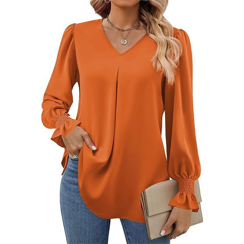 Joelle | Pleated V-Neck Blouse