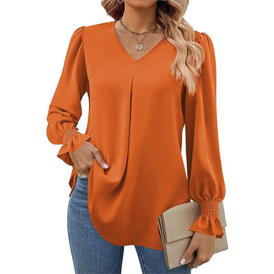 Joelle | Pleated V-Neck Blouse