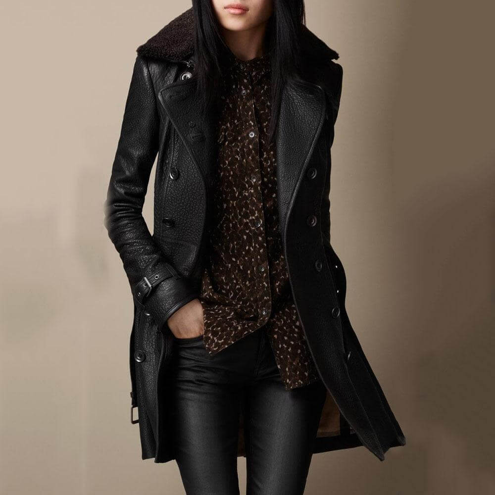 EVELYN | Elegant Faux Leather Coat