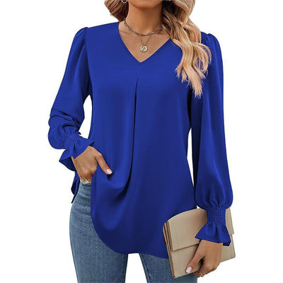 Joelle | Pleated V-Neck Blouse