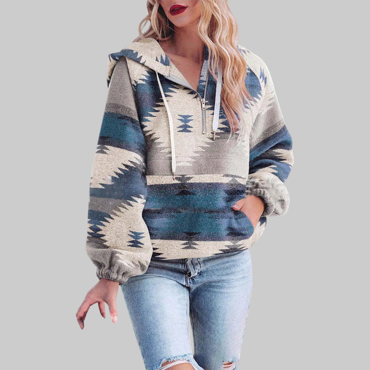 Lily - Comfy Oversized Zip Up Long Sleeve Hoodie Sweatshirt