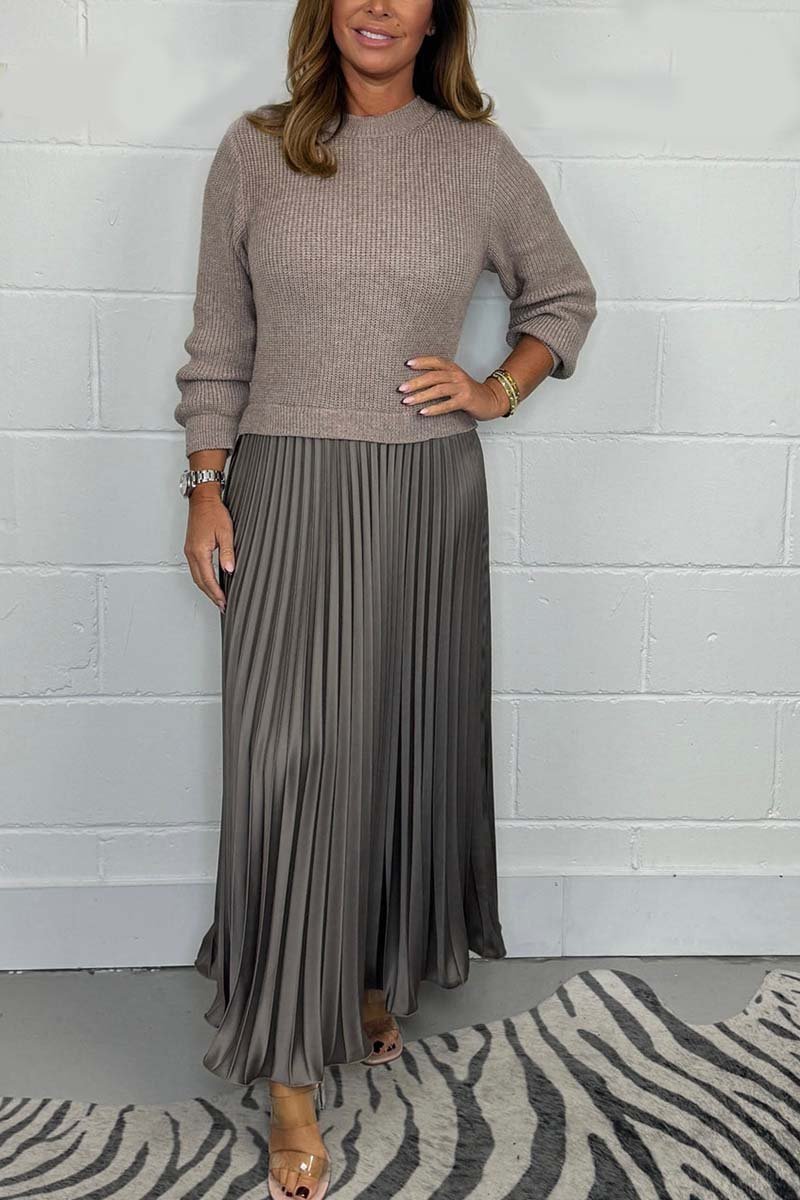 Hailey | Knit Jumper & Pleated Satin Skirt