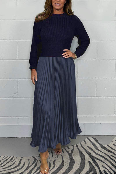 Hailey | Knit Jumper & Pleated Satin Skirt