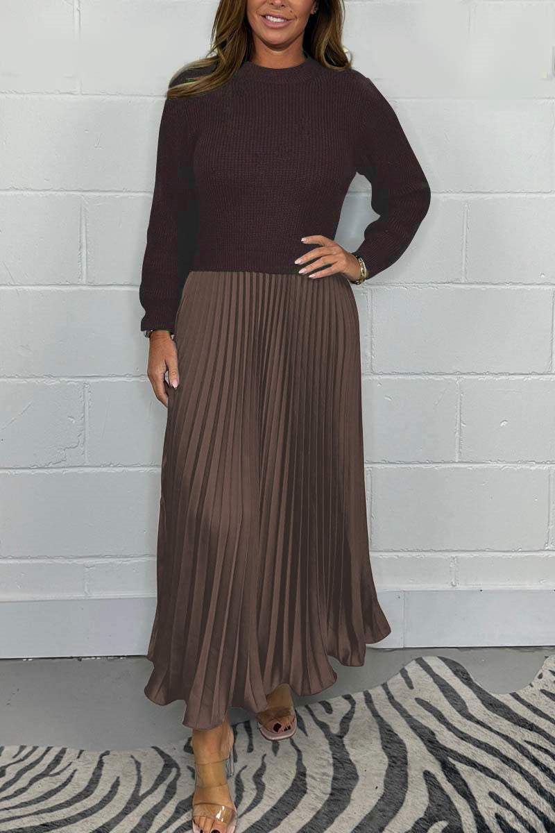 Hailey | Knit Jumper & Pleated Satin Skirt