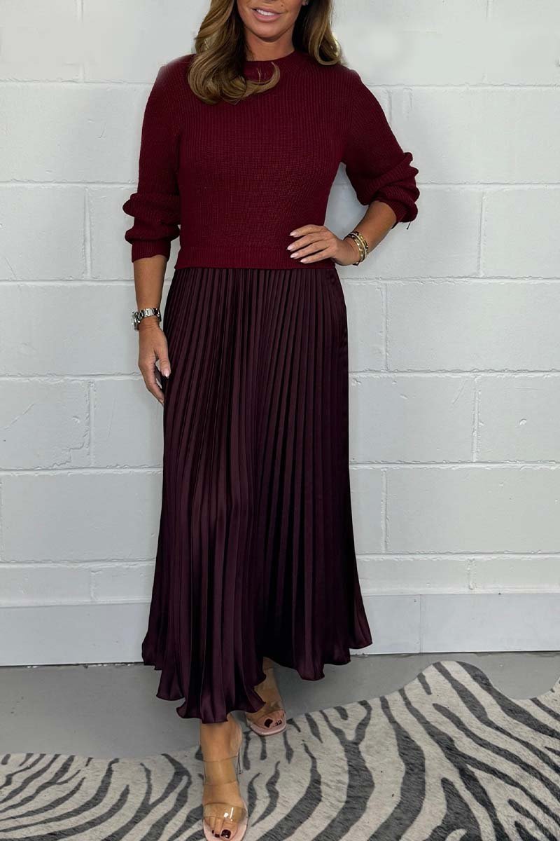 Hailey | Knit Jumper & Pleated Satin Skirt