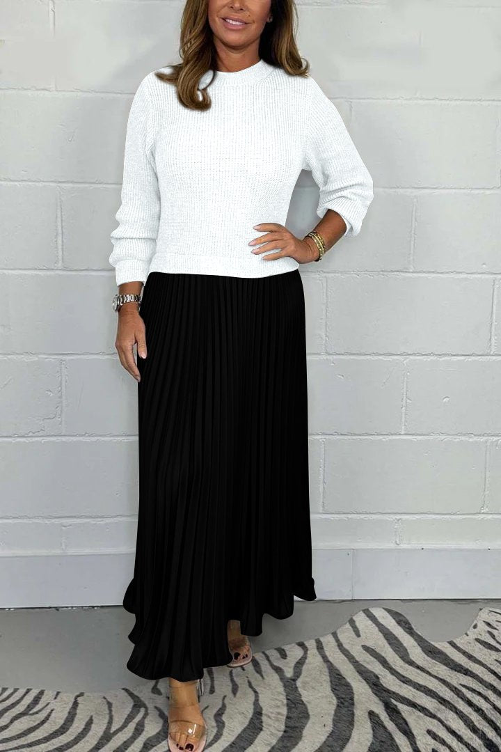 Hailey | Knit Jumper & Pleated Satin Skirt