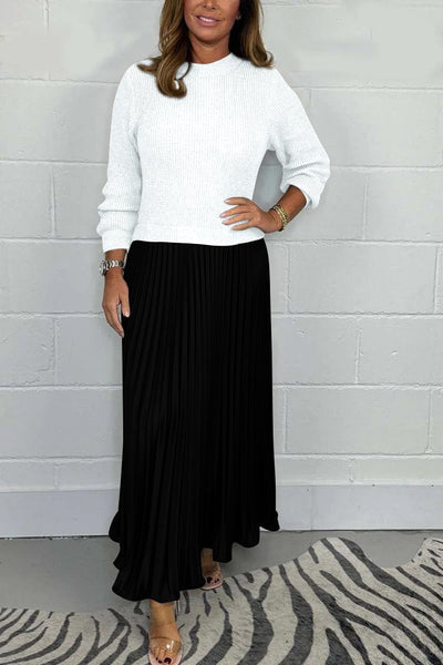 Hailey | Knit Jumper & Pleated Satin Skirt