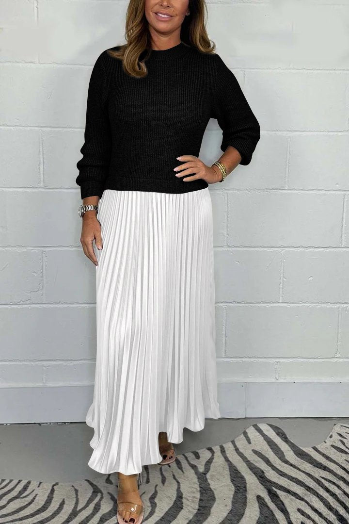 Hailey | Knit Jumper & Pleated Satin Skirt