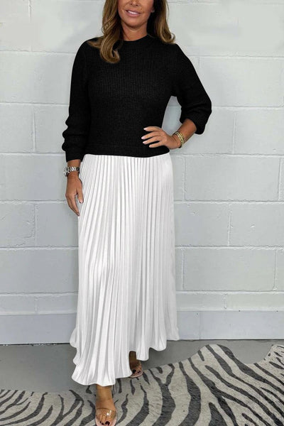Hailey | Knit Jumper & Pleated Satin Skirt
