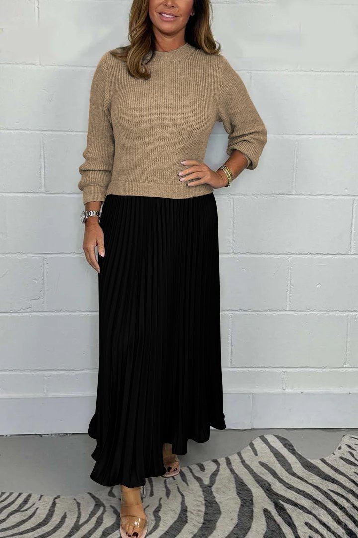 Hailey | Knit Jumper & Pleated Satin Skirt