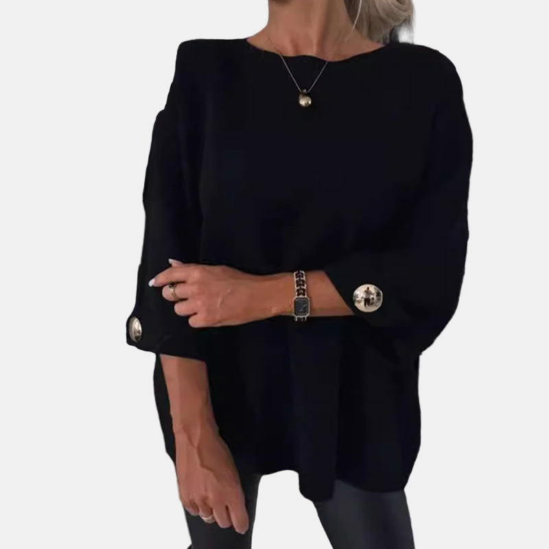 Ava - Classic Cozy Knit with Button Sleeve Detail