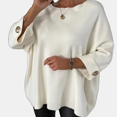 Ava - Classic Cozy Knit with Button Sleeve Detail