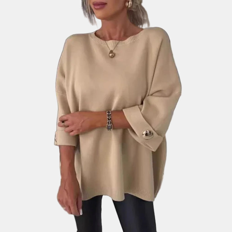 Ava - Classic Cozy Knit with Button Sleeve Detail