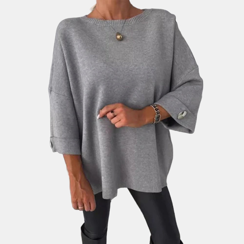 Ava - Classic Cozy Knit with Button Sleeve Detail